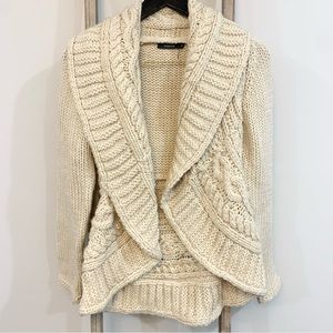 Theme Brand Cropped Open Sweater Cardigan Cozy Neutral Wool Blend Size Small